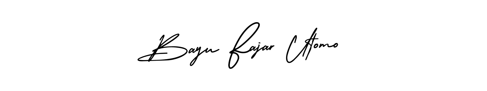 You should practise on your own different ways (AmerikaSignatureDemo-Regular) to write your name (Bayu Fajar Utomo) in signature. don't let someone else do it for you. Bayu Fajar Utomo signature style 3 images and pictures png