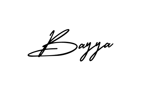 You should practise on your own different ways (AmerikaSignatureDemo-Regular) to write your name (Bayya) in signature. don't let someone else do it for you. Bayya signature style 3 images and pictures png