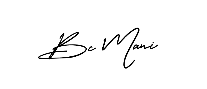 How to make Bc Mani name signature. Use AmerikaSignatureDemo-Regular style for creating short signs online. This is the latest handwritten sign. Bc Mani signature style 3 images and pictures png