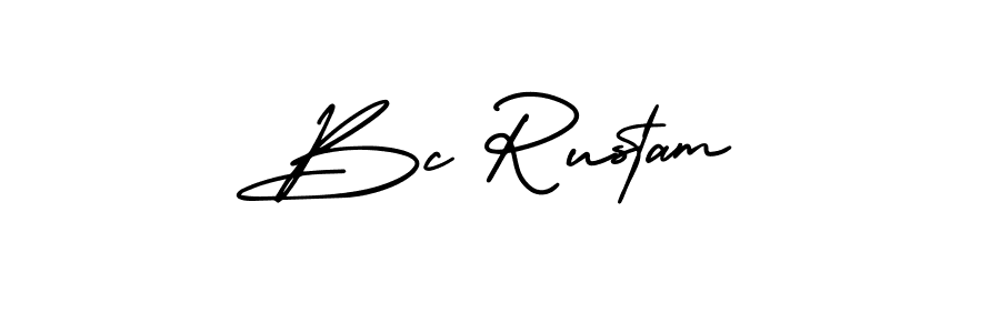 You should practise on your own different ways (AmerikaSignatureDemo-Regular) to write your name (Bc Rustam) in signature. don't let someone else do it for you. Bc Rustam signature style 3 images and pictures png