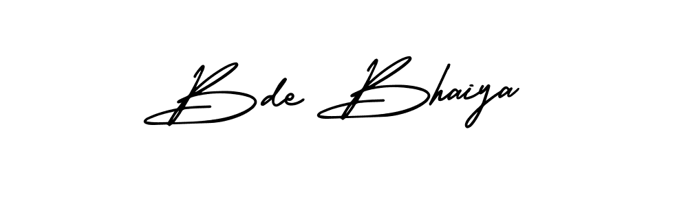 You should practise on your own different ways (AmerikaSignatureDemo-Regular) to write your name (Bde Bhaiya) in signature. don't let someone else do it for you. Bde Bhaiya signature style 3 images and pictures png