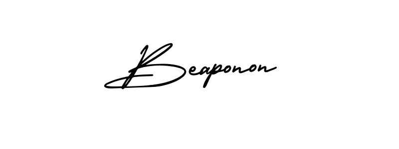 The best way (AmerikaSignatureDemo-Regular) to make a short signature is to pick only two or three words in your name. The name Beaponon include a total of six letters. For converting this name. Beaponon signature style 3 images and pictures png