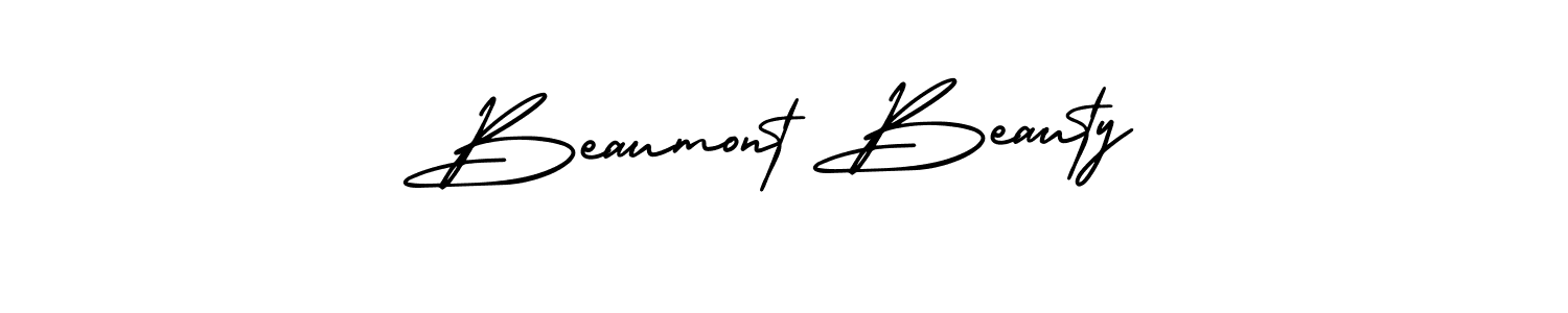 The best way (AmerikaSignatureDemo-Regular) to make a short signature is to pick only two or three words in your name. The name Beaumont Beauty include a total of six letters. For converting this name. Beaumont Beauty signature style 3 images and pictures png