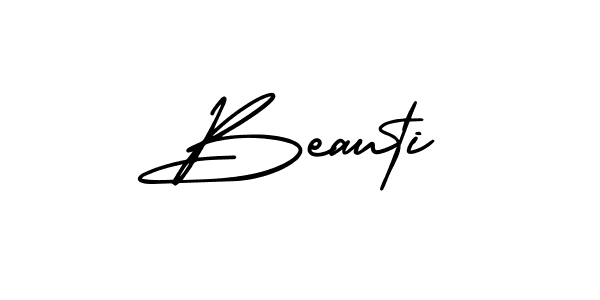 You should practise on your own different ways (AmerikaSignatureDemo-Regular) to write your name (Beauti) in signature. don't let someone else do it for you. Beauti signature style 3 images and pictures png