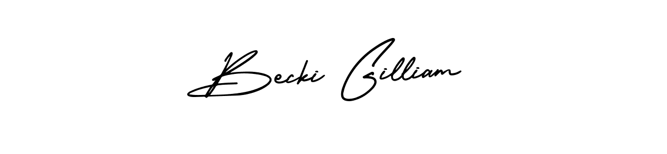 How to make Becki Gilliam name signature. Use AmerikaSignatureDemo-Regular style for creating short signs online. This is the latest handwritten sign. Becki Gilliam signature style 3 images and pictures png
