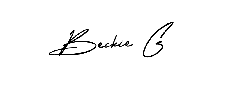 Beckie G stylish signature style. Best Handwritten Sign (AmerikaSignatureDemo-Regular) for my name. Handwritten Signature Collection Ideas for my name Beckie G. Beckie G signature style 3 images and pictures png