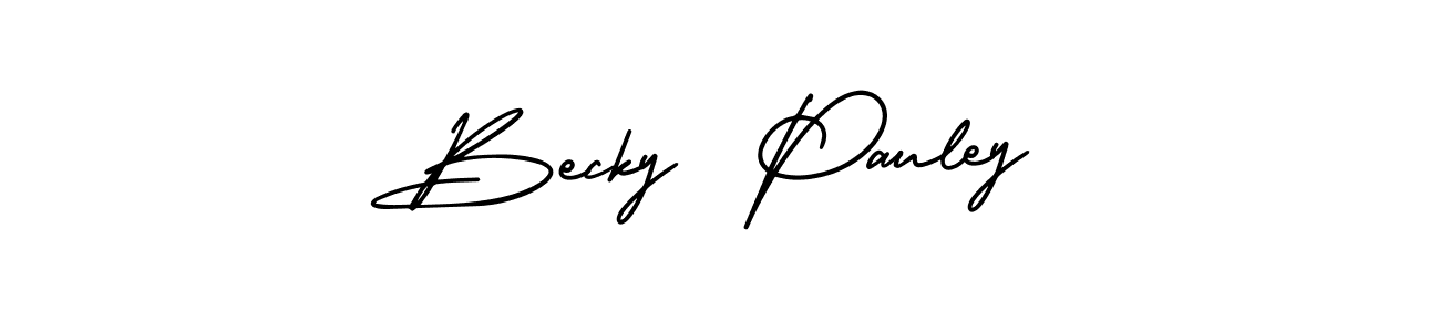 You should practise on your own different ways (AmerikaSignatureDemo-Regular) to write your name (Becky  Pauley) in signature. don't let someone else do it for you. Becky  Pauley signature style 3 images and pictures png
