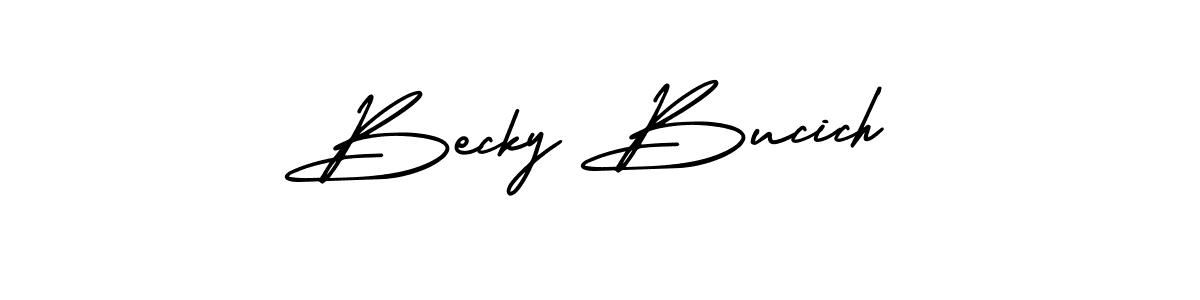 It looks lik you need a new signature style for name Becky Bucich. Design unique handwritten (AmerikaSignatureDemo-Regular) signature with our free signature maker in just a few clicks. Becky Bucich signature style 3 images and pictures png