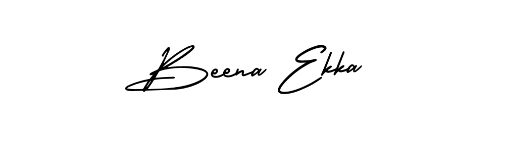 How to make Beena Ekka name signature. Use AmerikaSignatureDemo-Regular style for creating short signs online. This is the latest handwritten sign. Beena Ekka signature style 3 images and pictures png