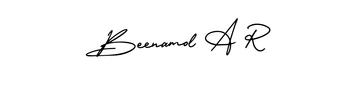 The best way (AmerikaSignatureDemo-Regular) to make a short signature is to pick only two or three words in your name. The name Beenamol A R include a total of six letters. For converting this name. Beenamol A R signature style 3 images and pictures png