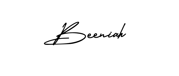 You should practise on your own different ways (AmerikaSignatureDemo-Regular) to write your name (Beeniah) in signature. don't let someone else do it for you. Beeniah signature style 3 images and pictures png