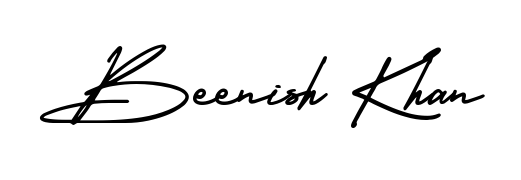 The AmerikaSignatureDemo-Regular handwriting style adds charm and authenticity to name Beenish Khan. A wonderful choice for personal thank-you notes. Beenish Khan signature style 3 images and pictures png