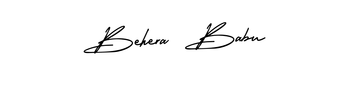 You should practise on your own different ways (AmerikaSignatureDemo-Regular) to write your name (Behera  Babu) in signature. don't let someone else do it for you. Behera  Babu signature style 3 images and pictures png