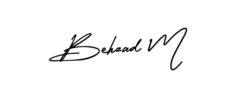 Design your own signature with our free online signature maker. With this signature software, you can create a handwritten (AmerikaSignatureDemo-Regular) signature for name Behzad M. Behzad M signature style 3 images and pictures png