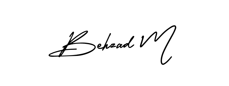 How to make Behzad M name signature. Use AmerikaSignatureDemo-Regular style for creating short signs online. This is the latest handwritten sign. Behzad M signature style 3 images and pictures png