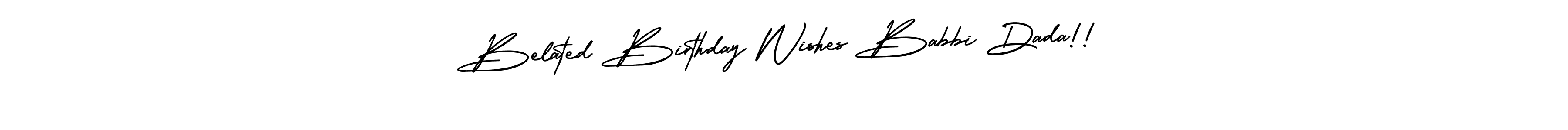 You should practise on your own different ways (AmerikaSignatureDemo-Regular) to write your name (Belated Birthday Wishes Babbi Dada!!) in signature. don't let someone else do it for you. Belated Birthday Wishes Babbi Dada!! signature style 3 images and pictures png