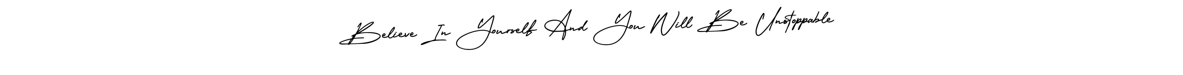 How to Draw Believe In Yourself And You Will Be Unstoppable signature style? AmerikaSignatureDemo-Regular is a latest design signature styles for name Believe In Yourself And You Will Be Unstoppable. Believe In Yourself And You Will Be Unstoppable signature style 3 images and pictures png