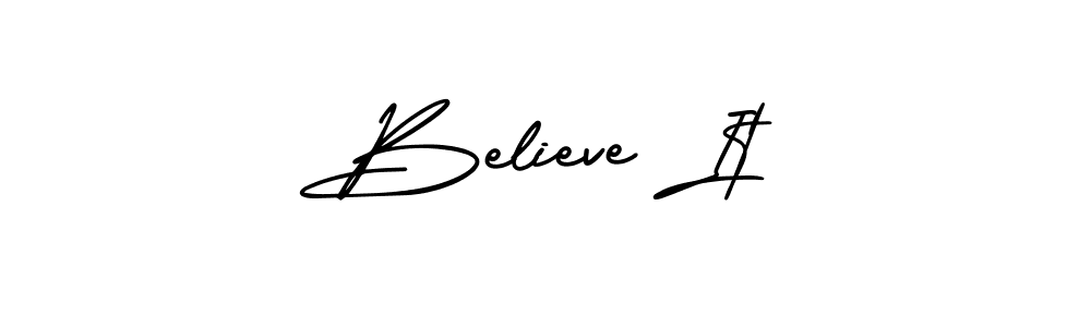 How to make Believe It name signature. Use AmerikaSignatureDemo-Regular style for creating short signs online. This is the latest handwritten sign. Believe It signature style 3 images and pictures png