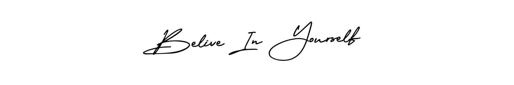 The best way (AmerikaSignatureDemo-Regular) to make a short signature is to pick only two or three words in your name. The name Belive In Yourself include a total of six letters. For converting this name. Belive In Yourself signature style 3 images and pictures png