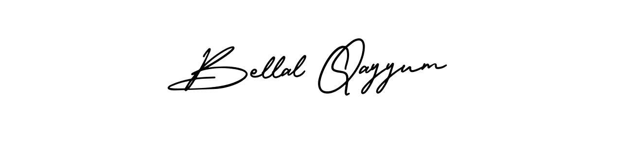 The best way (AmerikaSignatureDemo-Regular) to make a short signature is to pick only two or three words in your name. The name Bellal Qayyum include a total of six letters. For converting this name. Bellal Qayyum signature style 3 images and pictures png