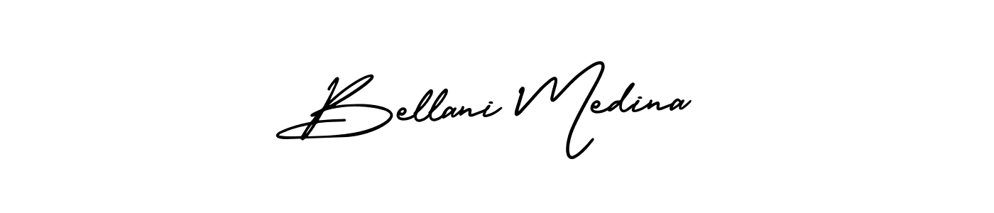 How to make Bellani Medina name signature. Use AmerikaSignatureDemo-Regular style for creating short signs online. This is the latest handwritten sign. Bellani Medina signature style 3 images and pictures png