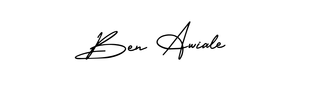 The best way (AmerikaSignatureDemo-Regular) to make a short signature is to pick only two or three words in your name. The name Ben Awiale include a total of six letters. For converting this name. Ben Awiale signature style 3 images and pictures png