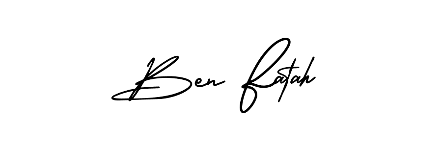 Ben Fatah stylish signature style. Best Handwritten Sign (AmerikaSignatureDemo-Regular) for my name. Handwritten Signature Collection Ideas for my name Ben Fatah. Ben Fatah signature style 3 images and pictures png