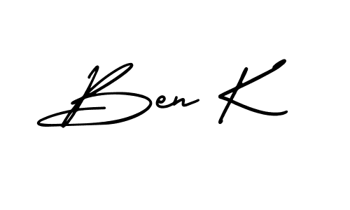 The best way (AmerikaSignatureDemo-Regular) to make a short signature is to pick only two or three words in your name. The name Ben K include a total of six letters. For converting this name. Ben K signature style 3 images and pictures png