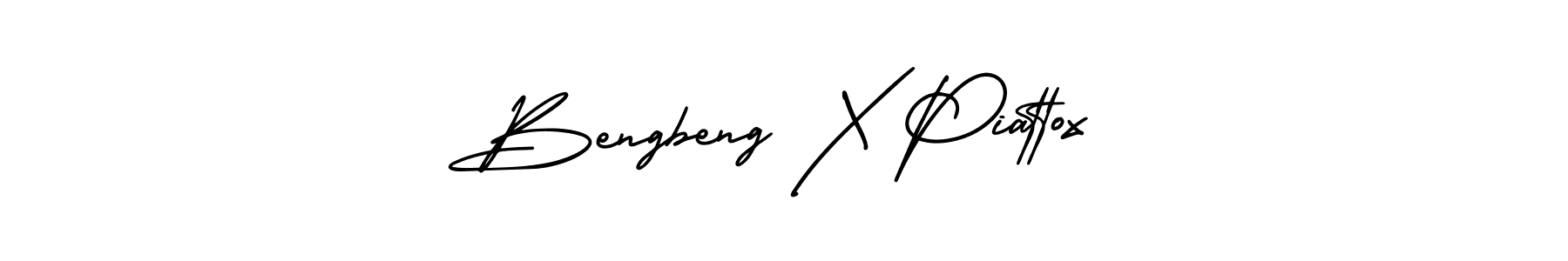 You should practise on your own different ways (AmerikaSignatureDemo-Regular) to write your name (Bengbeng X Piattox) in signature. don't let someone else do it for you. Bengbeng X Piattox signature style 3 images and pictures png