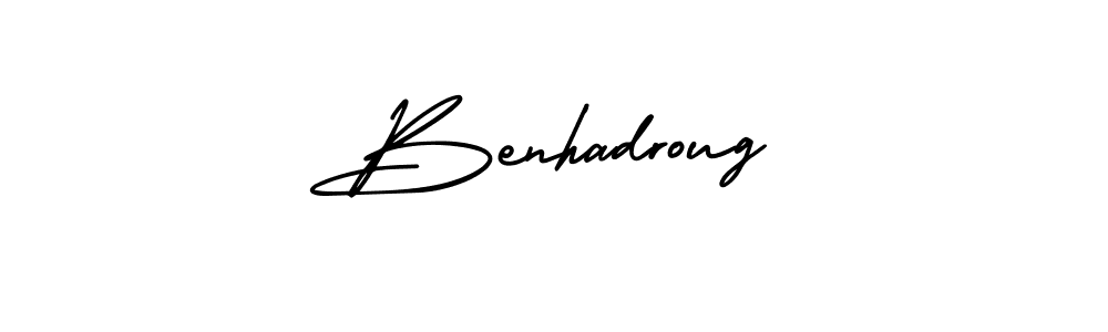 How to make Benhadroug name signature. Use AmerikaSignatureDemo-Regular style for creating short signs online. This is the latest handwritten sign. Benhadroug signature style 3 images and pictures png