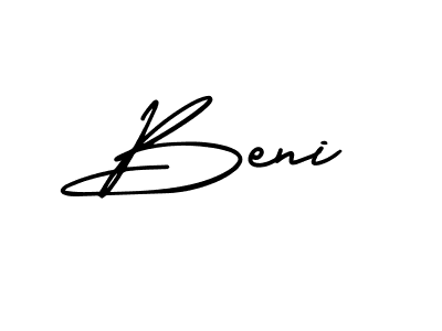 You should practise on your own different ways (AmerikaSignatureDemo-Regular) to write your name (Beni) in signature. don't let someone else do it for you. Beni signature style 3 images and pictures png