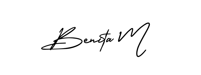 Make a short Benita M signature style. Manage your documents anywhere anytime using AmerikaSignatureDemo-Regular. Create and add eSignatures, submit forms, share and send files easily. Benita M signature style 3 images and pictures png