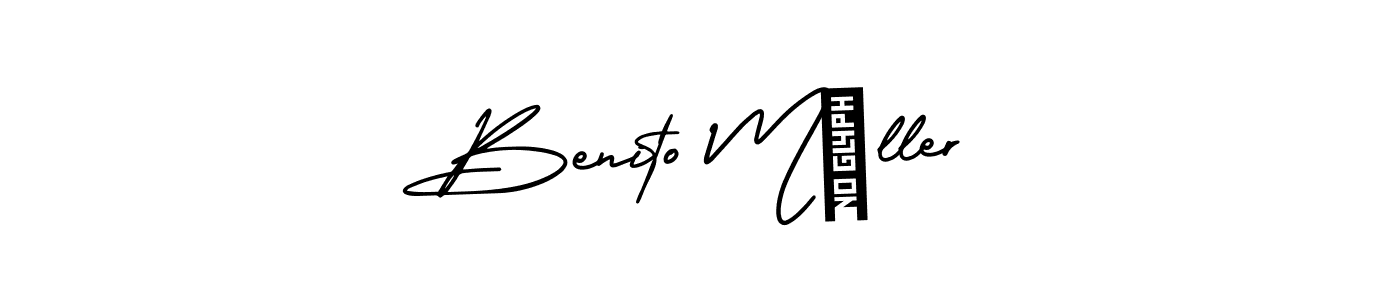 Use a signature maker to create a handwritten signature online. With this signature software, you can design (AmerikaSignatureDemo-Regular) your own signature for name Benito Müller. Benito Müller signature style 3 images and pictures png