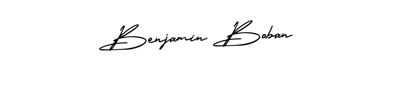 You should practise on your own different ways (AmerikaSignatureDemo-Regular) to write your name (Benjamin Boban) in signature. don't let someone else do it for you. Benjamin Boban signature style 3 images and pictures png