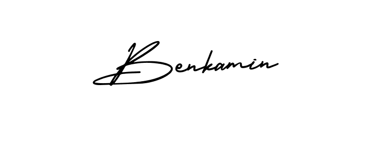 Use a signature maker to create a handwritten signature online. With this signature software, you can design (AmerikaSignatureDemo-Regular) your own signature for name Benkamin. Benkamin signature style 3 images and pictures png