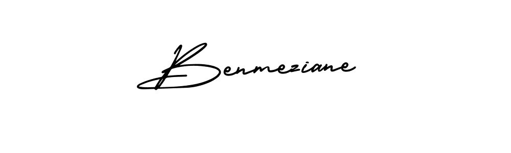 Benmeziane stylish signature style. Best Handwritten Sign (AmerikaSignatureDemo-Regular) for my name. Handwritten Signature Collection Ideas for my name Benmeziane. Benmeziane signature style 3 images and pictures png