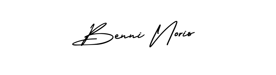 You should practise on your own different ways (AmerikaSignatureDemo-Regular) to write your name (Benni Noris) in signature. don't let someone else do it for you. Benni Noris signature style 3 images and pictures png