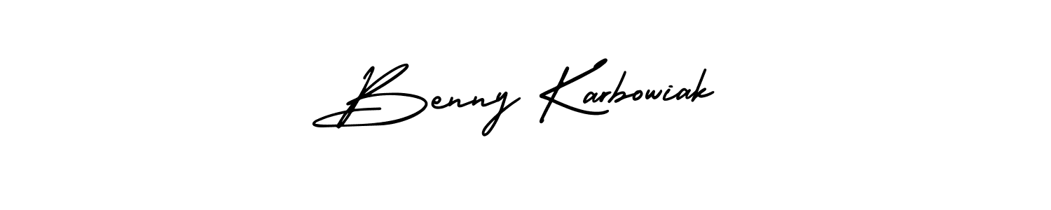 Use a signature maker to create a handwritten signature online. With this signature software, you can design (AmerikaSignatureDemo-Regular) your own signature for name Benny Karbowiak. Benny Karbowiak signature style 3 images and pictures png