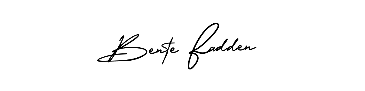 The best way (AmerikaSignatureDemo-Regular) to make a short signature is to pick only two or three words in your name. The name Bente Fadden include a total of six letters. For converting this name. Bente Fadden signature style 3 images and pictures png