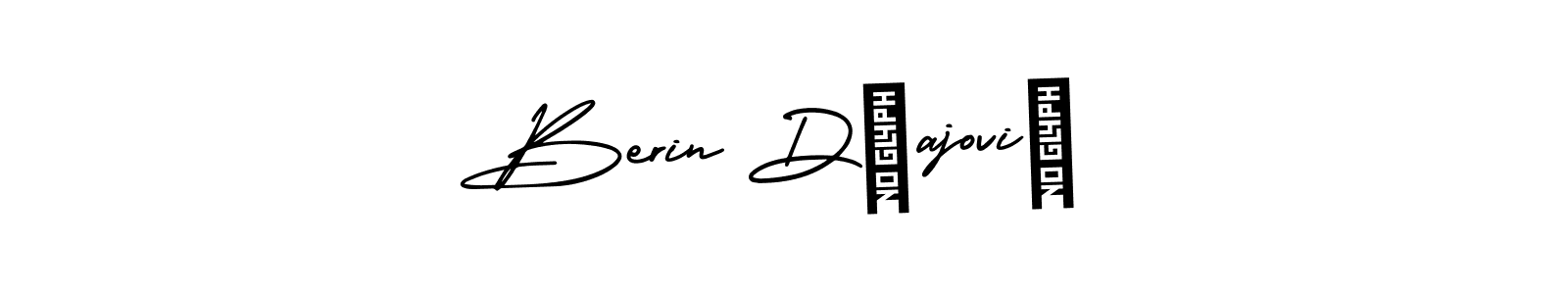 You should practise on your own different ways (AmerikaSignatureDemo-Regular) to write your name (Berin Džajović) in signature. don't let someone else do it for you. Berin Džajović signature style 3 images and pictures png