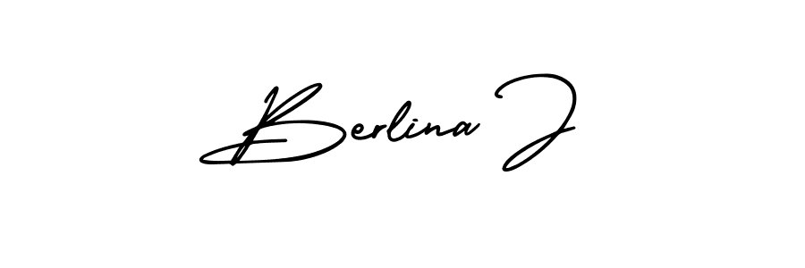 Use a signature maker to create a handwritten signature online. With this signature software, you can design (AmerikaSignatureDemo-Regular) your own signature for name Berlina J. Berlina J signature style 3 images and pictures png