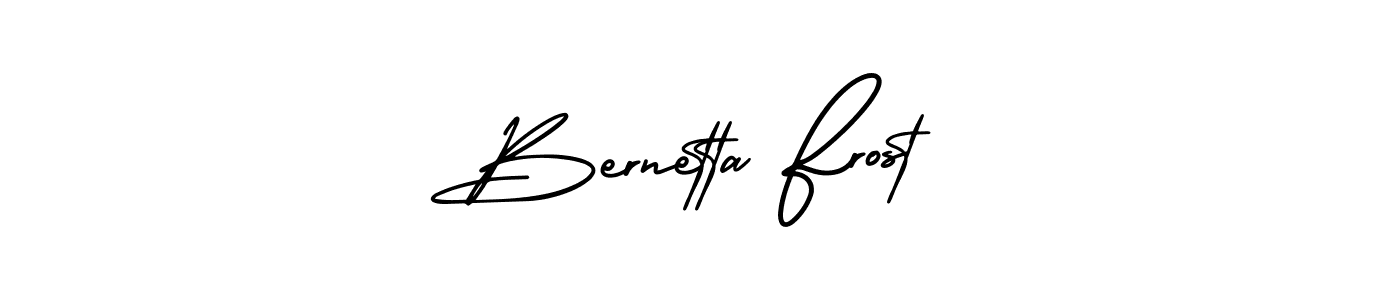 AmerikaSignatureDemo-Regular is a professional signature style that is perfect for those who want to add a touch of class to their signature. It is also a great choice for those who want to make their signature more unique. Get Bernetta Frost name to fancy signature for free. Bernetta Frost signature style 3 images and pictures png