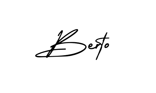 How to make Berto name signature. Use AmerikaSignatureDemo-Regular style for creating short signs online. This is the latest handwritten sign. Berto signature style 3 images and pictures png