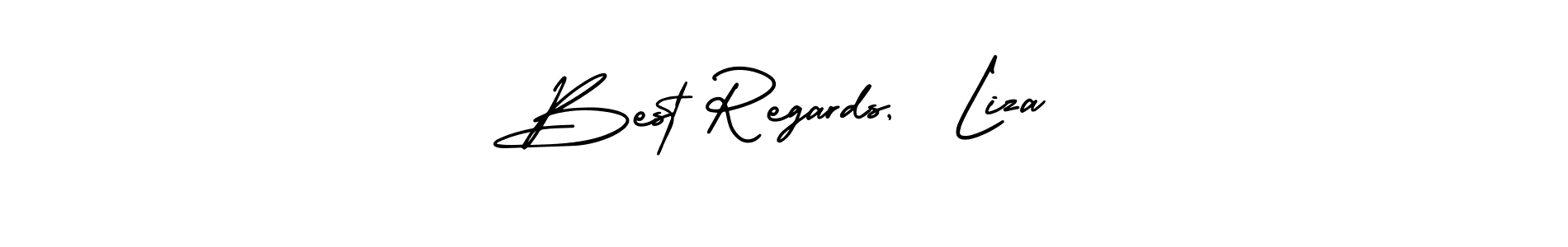 The best way (AmerikaSignatureDemo-Regular) to make a short signature is to pick only two or three words in your name. The name Best Regards,  Liza include a total of six letters. For converting this name. Best Regards,  Liza signature style 3 images and pictures png