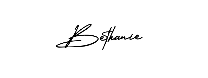 The best way (AmerikaSignatureDemo-Regular) to make a short signature is to pick only two or three words in your name. The name Bethanie include a total of six letters. For converting this name. Bethanie signature style 3 images and pictures png