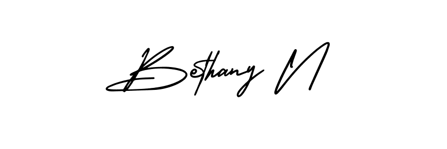 This is the best signature style for the Bethany N name. Also you like these signature font (AmerikaSignatureDemo-Regular). Mix name signature. Bethany N signature style 3 images and pictures png