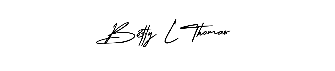 You should practise on your own different ways (AmerikaSignatureDemo-Regular) to write your name (Betty L Thomas) in signature. don't let someone else do it for you. Betty L Thomas signature style 3 images and pictures png