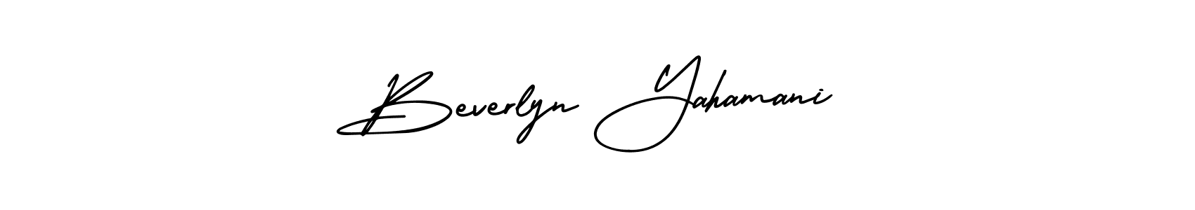 The best way (AmerikaSignatureDemo-Regular) to make a short signature is to pick only two or three words in your name. The name Beverlyn Yahamani include a total of six letters. For converting this name. Beverlyn Yahamani signature style 3 images and pictures png