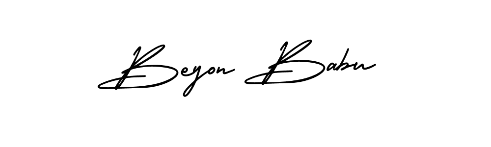 Make a beautiful signature design for name Beyon Babu. With this signature (AmerikaSignatureDemo-Regular) style, you can create a handwritten signature for free. Beyon Babu signature style 3 images and pictures png