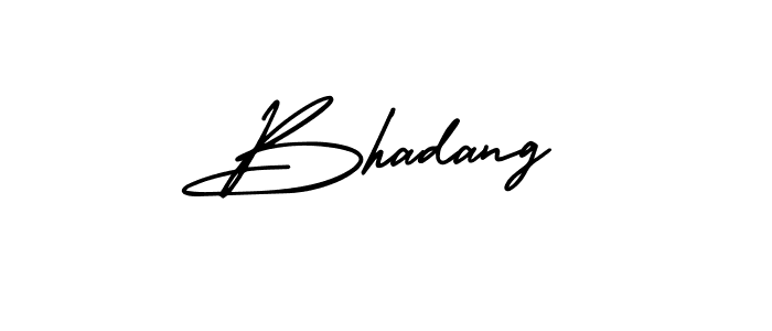 Use a signature maker to create a handwritten signature online. With this signature software, you can design (AmerikaSignatureDemo-Regular) your own signature for name Bhadang. Bhadang signature style 3 images and pictures png